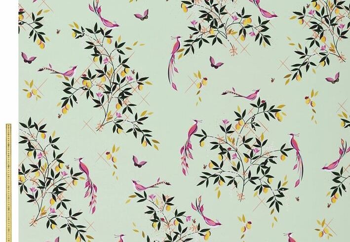 Ткань Sara Miller Volume 1 BirdAndTrellisSateenDuckegg