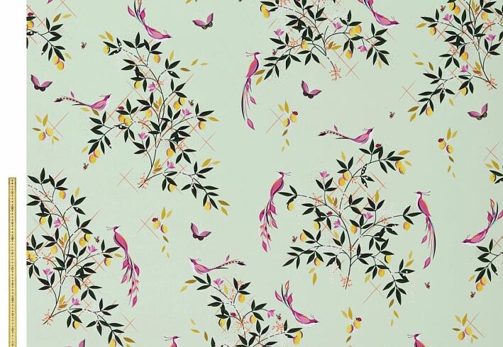 Ткань Sara Miller Volume 1 BirdAndTrellisSateenDuckegg