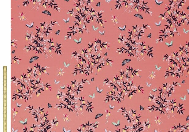 Ткань Sara Miller Volume 1 ButterfliesAndTrellisSateenPeach