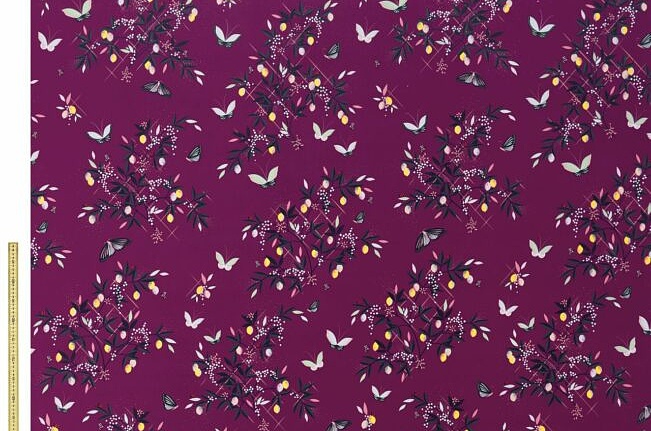 Ткань Sara Miller Volume 1 ButterfliesAndTrellisVelvetPurple