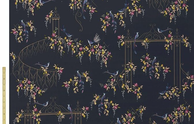 Ткань Sara Miller Volume 1 BirdAndGateVelvetDeepNavy