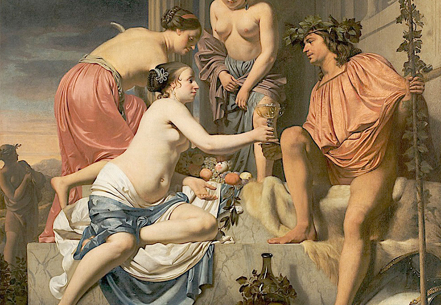 Панно и фотообои Affresco Фрески и фотообои Caesar Boetius van Everdingen Bacchus on a Throne Nymphs Offering Bacchus Wine and Fruit