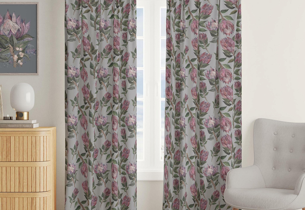 Ткань Marufabrics Vivid Protea/Grey