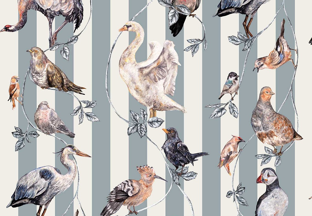 Панно и фотообои House Of Hackney Volume II Flights of Fancy/Grey/Off White Stripe