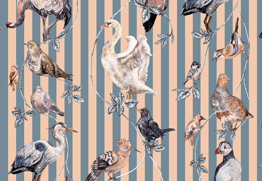 Панно и фотообои House Of Hackney Volume II Flights of Fancy/Duck Egg/Peach Stripe
