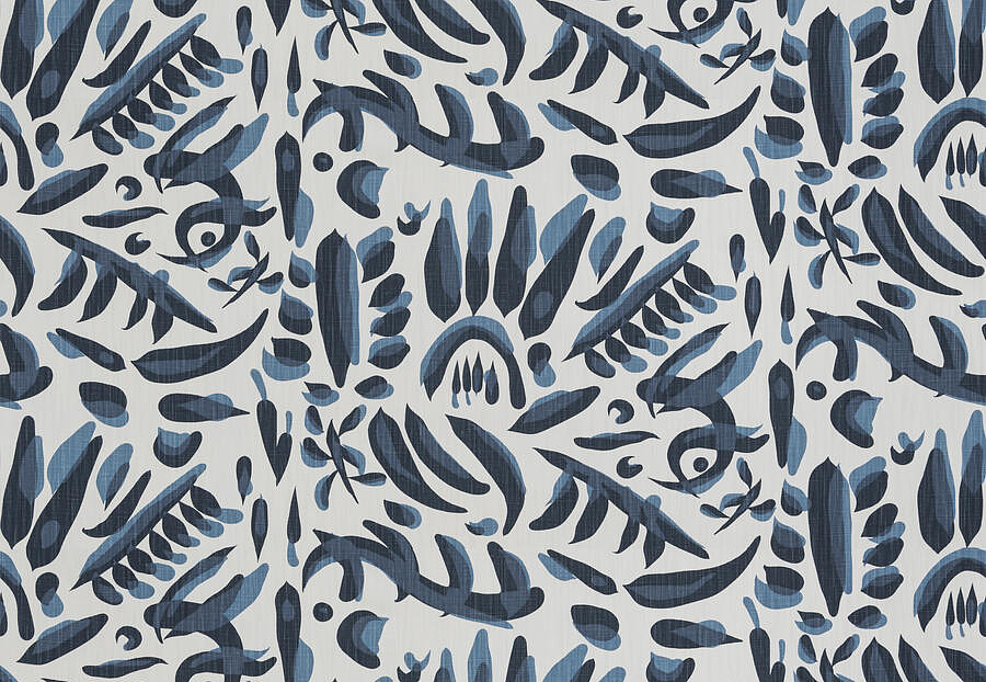 Ткань Fabricut Artfully Modern Watercolor StencilNouveau/Cobalt