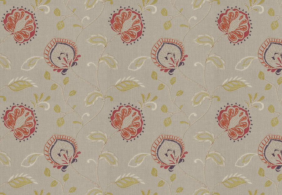 Ткань Fabricut Chromatics Vol.XXV Coral Aidoo floral/Marsala