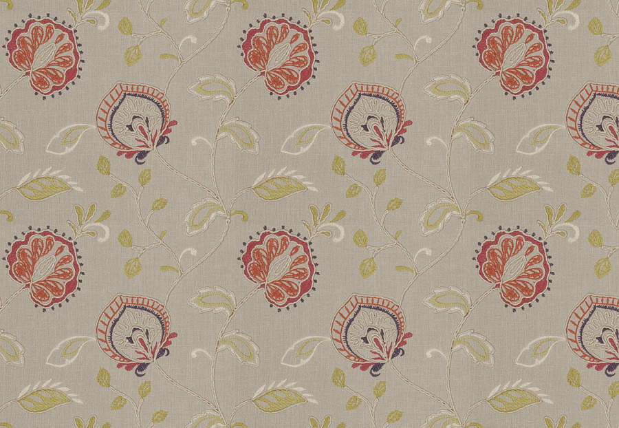 Ткань Fabricut Chromatics Vol.XXV Coral Aidoo floral/Marsala