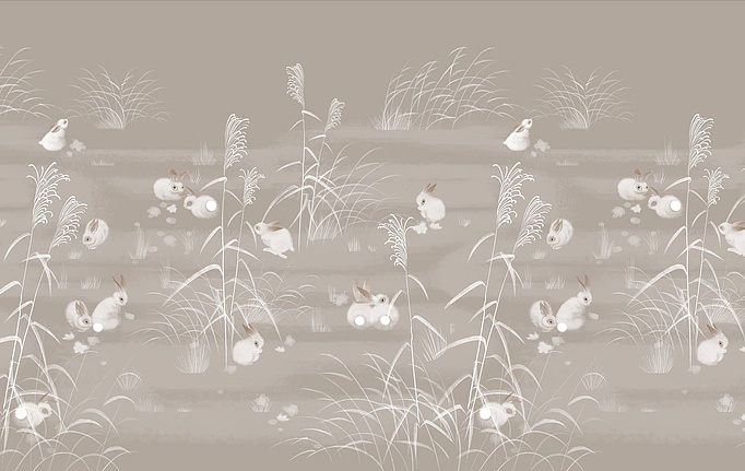 Российские панно и фотообои Fresq, коллекция Classic & Geo, артикул BUNNY / M24 / WHITE