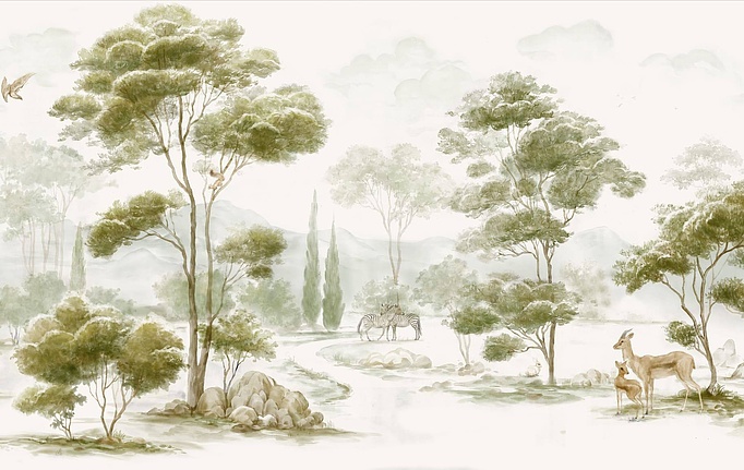 Российские панно и фотообои Fresq, коллекция Classic & Geo, артикул TR.07 / M21 / OLIVE / I