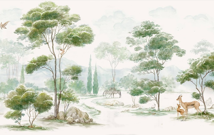 Российские панно и фотообои Fresq, коллекция Classic & Geo, артикул TR.07 / M21 / GREEN / I