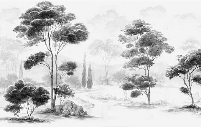 Российские панно и фотообои Fresq, коллекция Classic & Geo, артикул TR.07 / M71 / BLACK / II