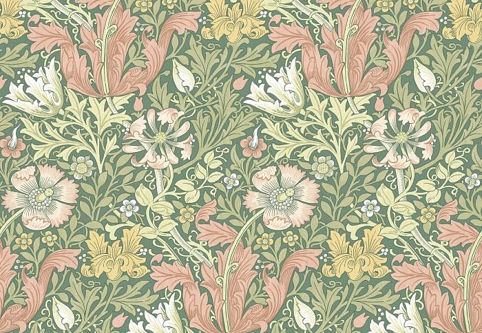 Ткань William Morris At Home Flora & Foliage Volume I ComptonVelvet/Apple