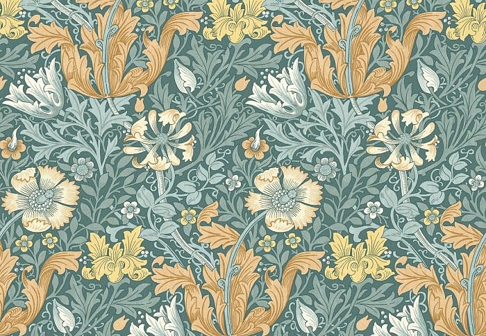 Ткань William Morris At Home Flora & Foliage Volume I ComptonVelvet/Bluebird