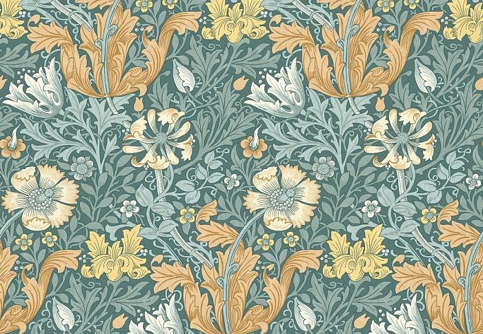 Ткань William Morris At Home Flora & Foliage Volume I ComptonVelvet/Bluebird