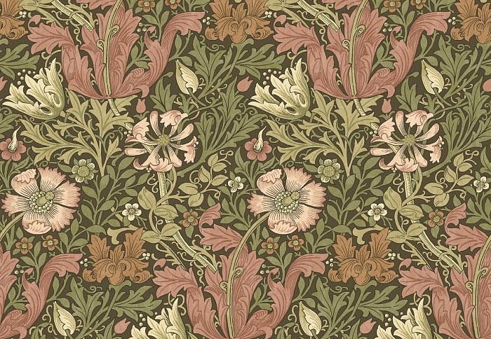 Ткань William Morris At Home Flora & Foliage Volume I ComptonVelvet/Brick