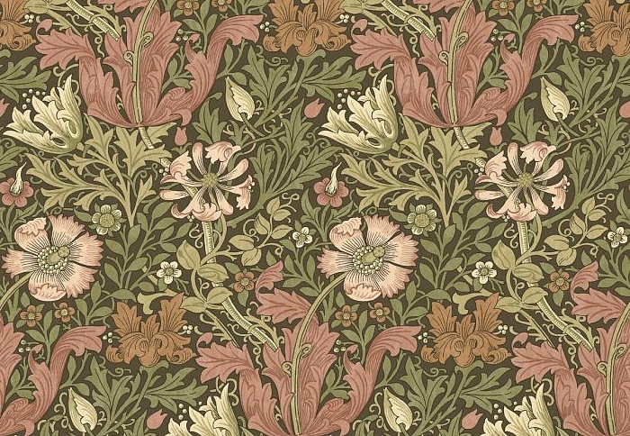 Ткань William Morris At Home Flora & Foliage Volume I ComptonVelvet/Brick