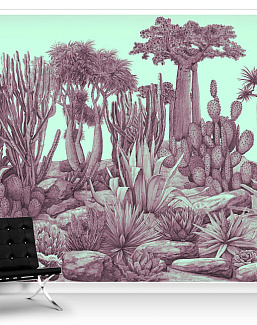 Обои Paul Montgomery Studio Murals For Unique Walls Cactus Garden/Berry