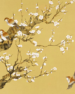Панно и фотообои Misha Asia Sparrows/Sun Gold