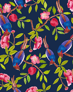 Ткань Marufabrics Collection 2 BluebirdsBlue