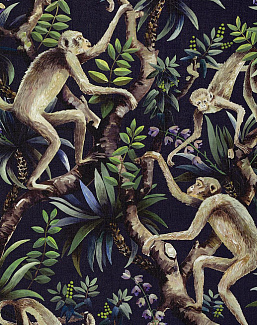 Обои Mokum The Royal Menagerie 13095/514/Monkey Business W/P/Midnight