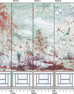 Панно и фотообои Nicolette Mayer Blossom Chinoiserie Crested Crane/Turq Red