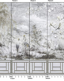 Панно и фотообои Nicolette Mayer Blossom Chinoiserie Crested Crane/Silver Gold