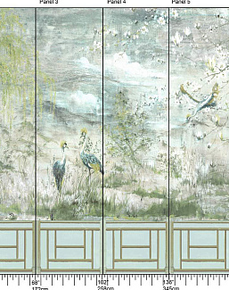 Панно и фотообои Nicolette Mayer Blossom Chinoiserie Crested Crane/Green Gold