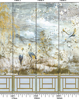 Панно и фотообои Nicolette Mayer Blossom Chinoiserie Crested Crane/Wheat Blue