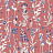 Ткань Marufabrics Florium Cornflower/Red