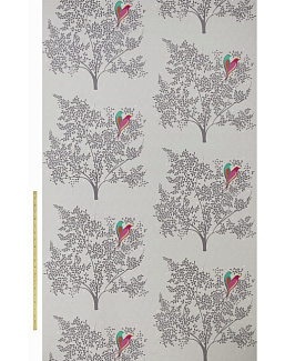 Ткань Sara Miller Volume 1 LoveBirdsVelvetPaleGrey
