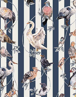 Панно и фотообои House Of Hackney Volume II Flights of Fancy/Pitch Blue/Off White Stripe