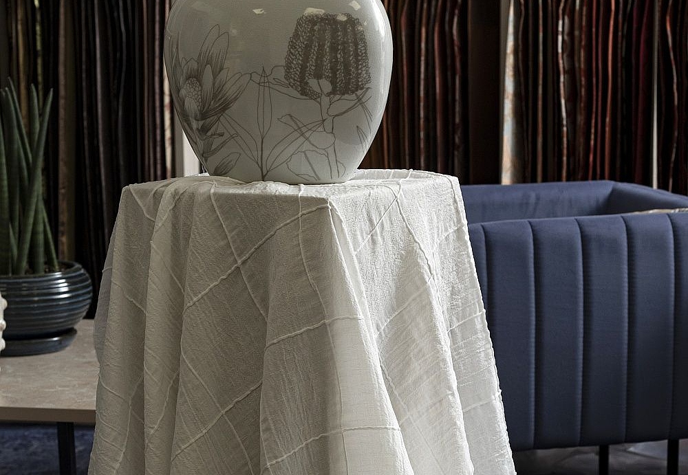 Ткань Galleria Arben Linen PlisseAiro/Bianco