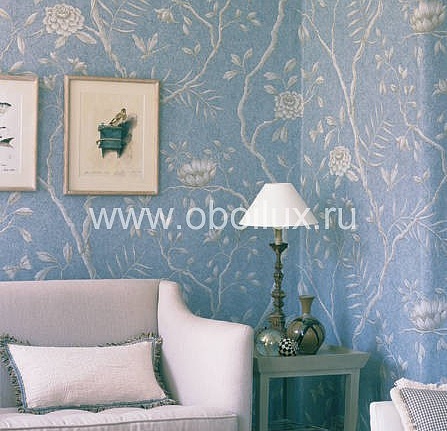 Обои Lewis & Wood Wide Width Wallpapers LW13321/Jasper Peony Lagoon Blue