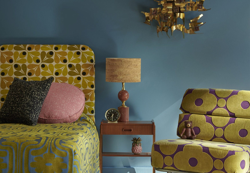 Ткань Orla Kiely Wovens-Volume One SlubCottonAcornCup/Saffron