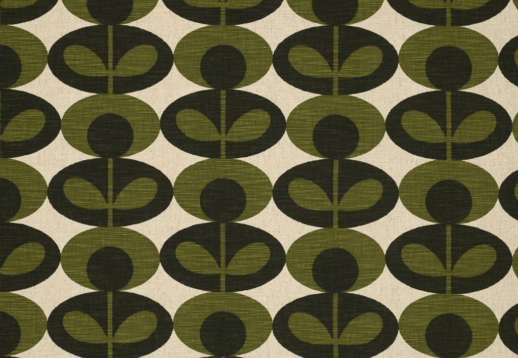Ткань Orla Kiely Wovens-Volume One SlubCottonOvalFlower/Khaki