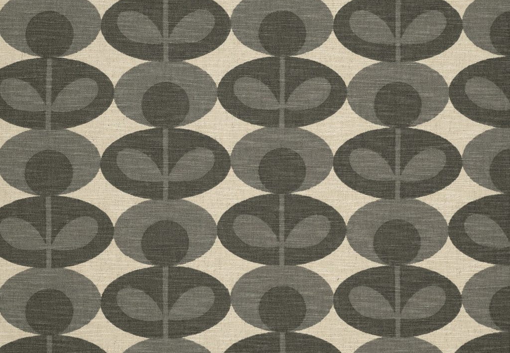 Ткань Orla Kiely Wovens-Volume One SlubCottonOvalFlower/MidWarmGrey