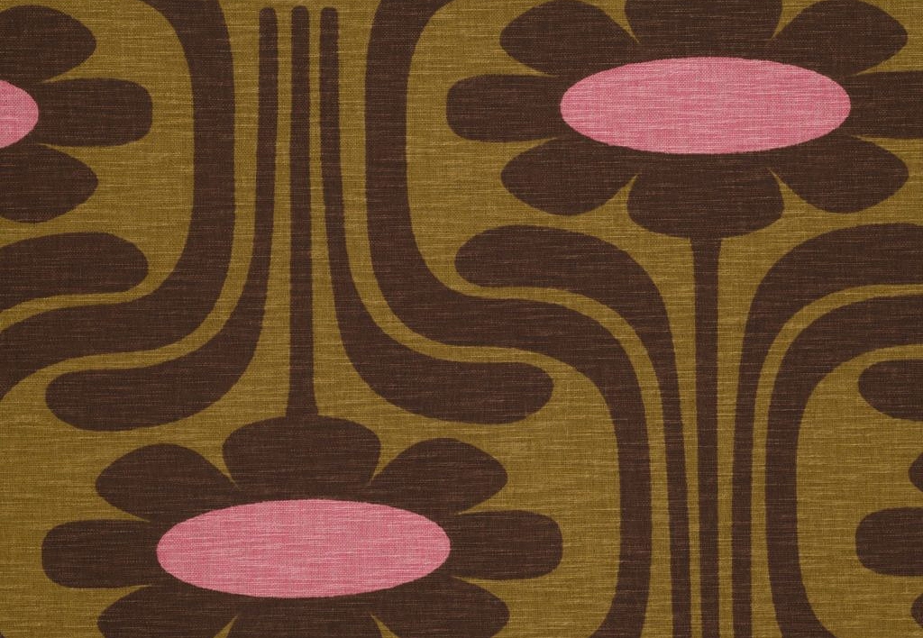 Ткань Orla Kiely Wovens-Volume One SlubCottonClimbingDaisy/OchreTan