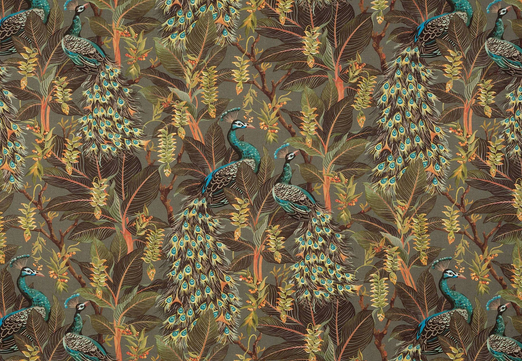 Ткань Mokum The Royal Menagerie Royal Peacock/Sepia