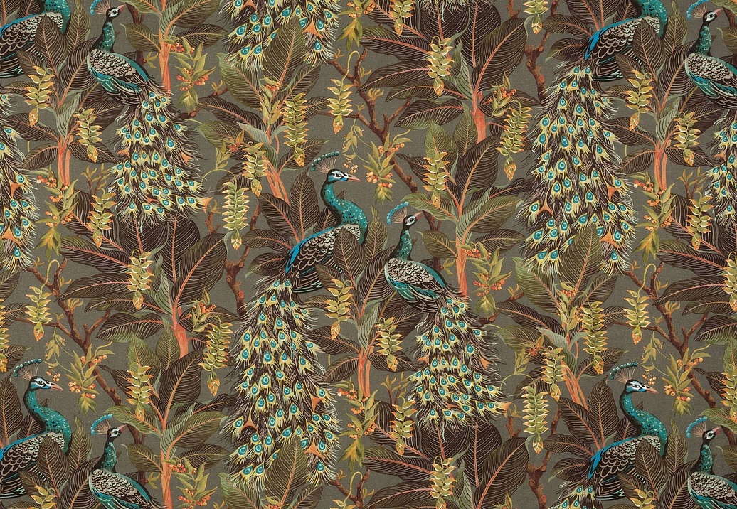Ткань Mokum The Royal Menagerie Royal Peacock/Sepia
