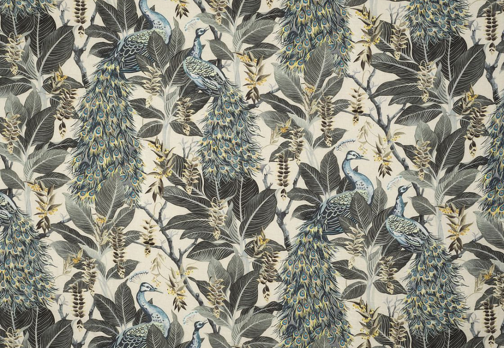 Ткань Mokum The Royal Menagerie Royal Peacock/Vintage White