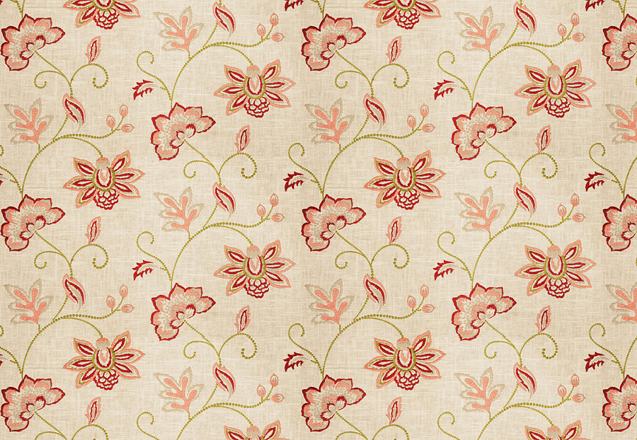 Ткань Fabricut Charlotte Moss Coral Ripoli/Coral