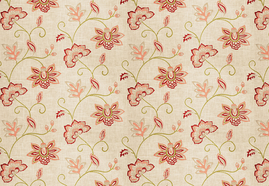 Ткань Fabricut Charlotte Moss Coral Ripoli/Coral