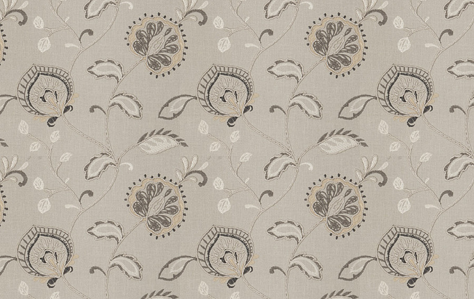 Американская ткань Fabricut, коллекция Chromatics Vol.XXV Travertine, артикул Aidoo floral/Charcoal
