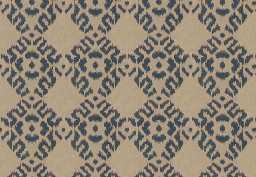 Ткань Fabricut Isabelle De Borchgrave-Color Ocean Tribal diamond/Indigo