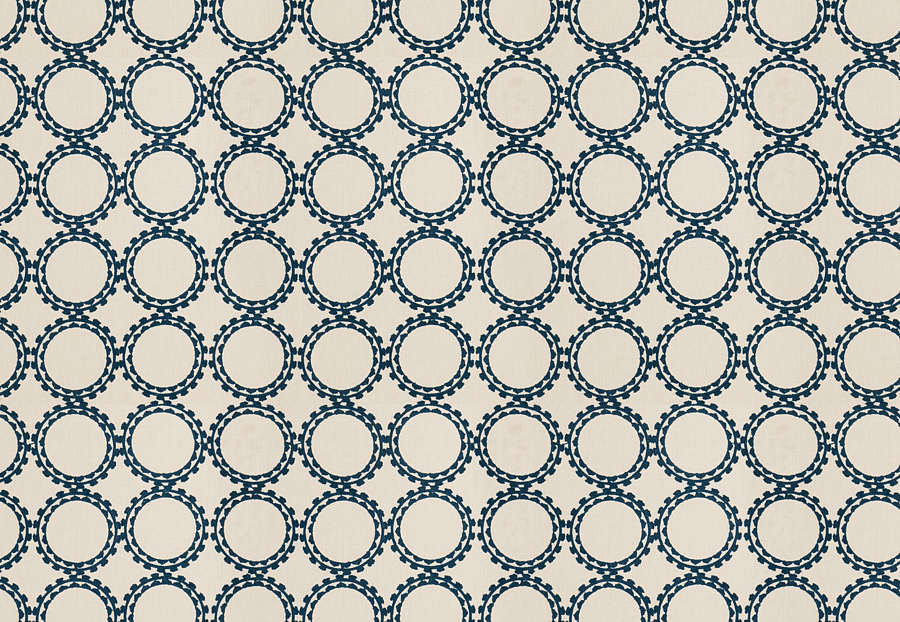 Ткань Fabricut Isabelle De Borchgrave-Color Ocean Circle Suzani/Navy