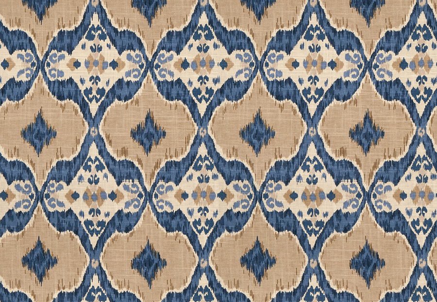 Ткань Fabricut Isabelle De Borchgrave-Color Ocean Nomadic/Indigo