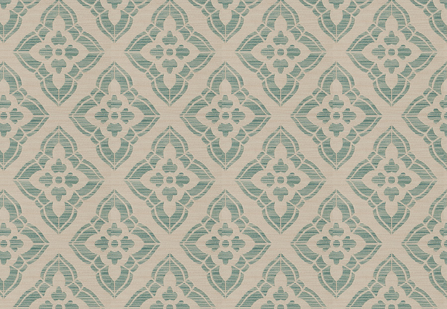 Ткань Fabricut Isabelle De Borchgrave-Color Ocean Stucco diamond/Teal