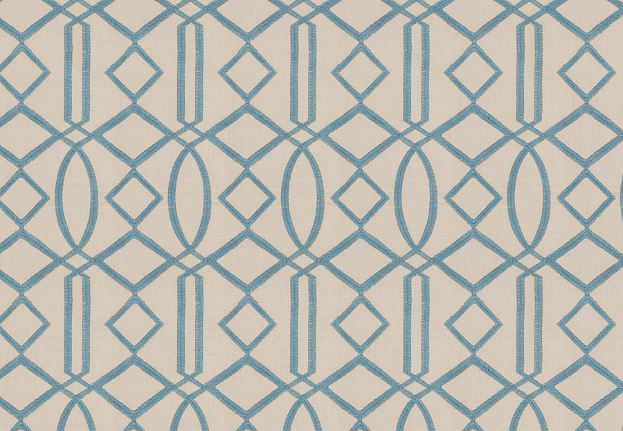 Ткань Fabricut Isabelle De Borchgrave-Color Ocean Egyptian lattice/Turquoise
