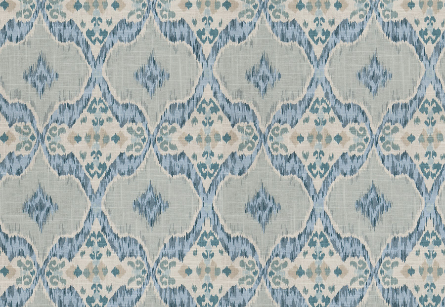 Ткань Fabricut Isabelle De Borchgrave-Color Ocean Nomadic/Glacier